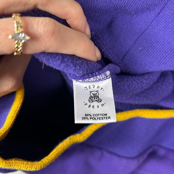 Teddy Fresh Half Zip Embroidered Sweatshirt Purple Sz Large - Picture 6 of 7